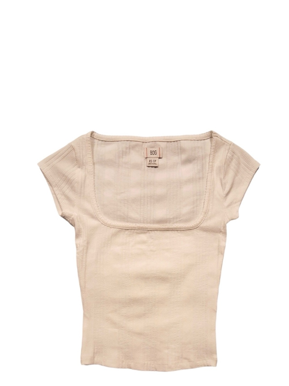 NWOT BDG White Square-Neck Ribbed Short Sleeve Top
